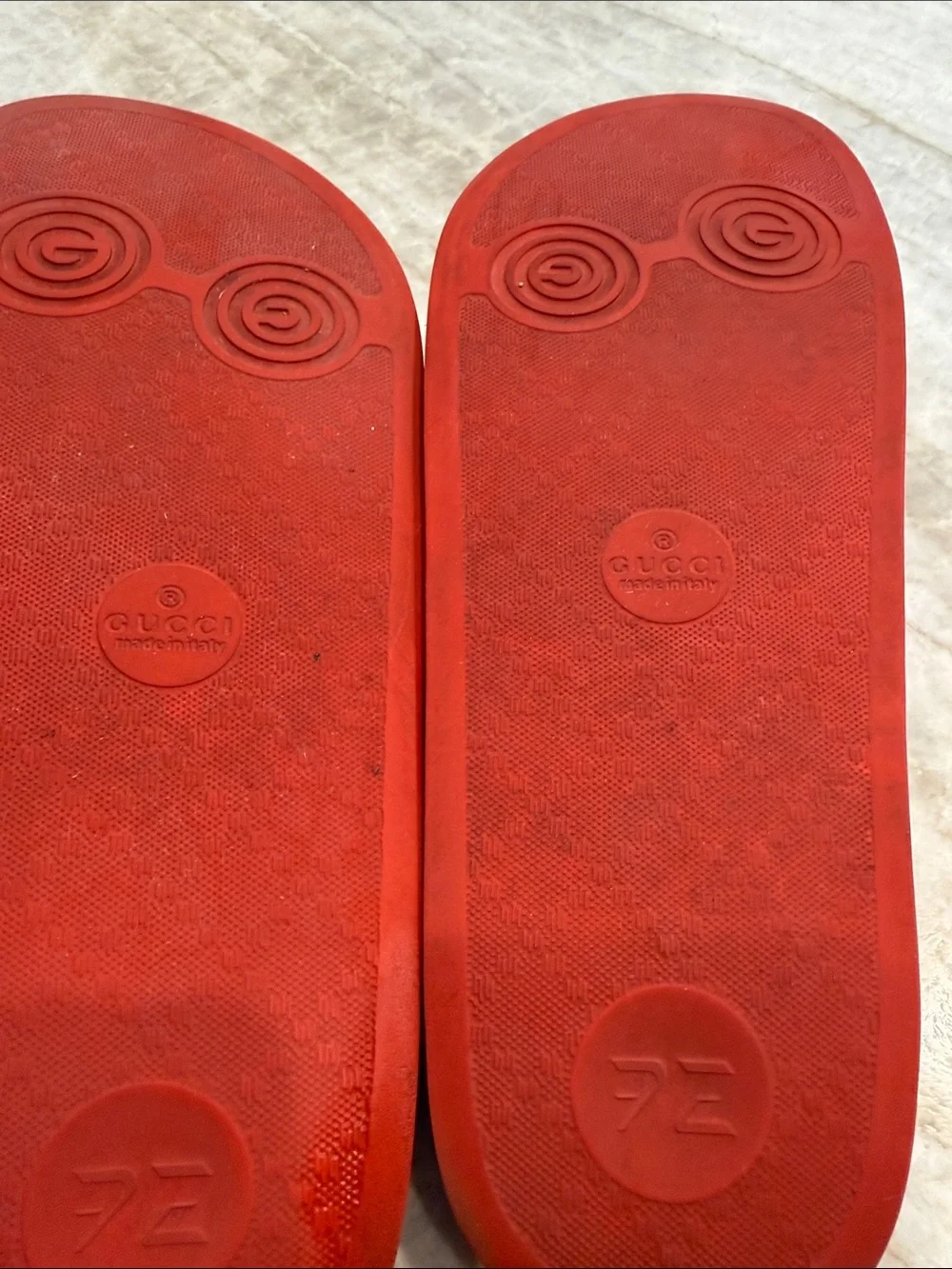 Gucci Red Embossed GG Slide Sandals